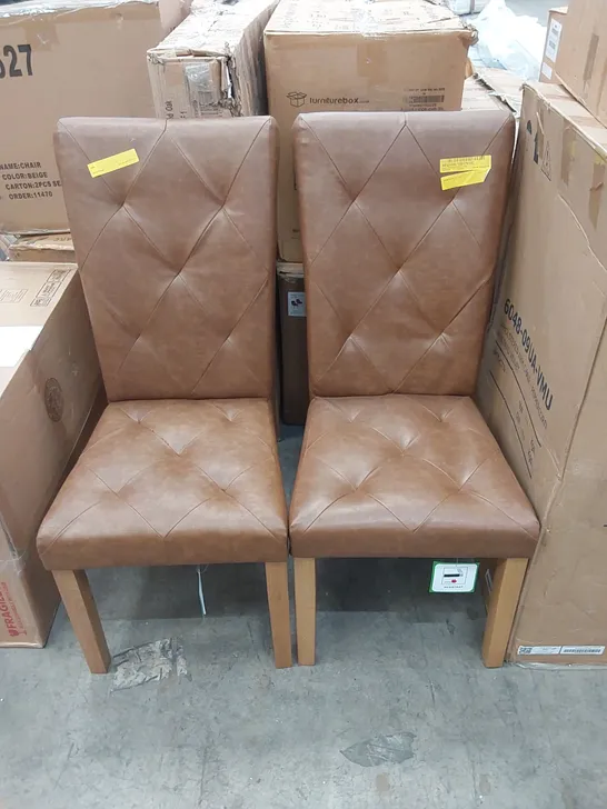 SET OF 2 LIPAN TUFTED PARSONS CHAIRS IN ANTIQUE LEATHER 