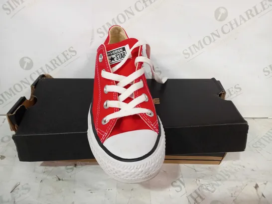 BOXED PAIR OF CONVERSE ALL STAR CANVAS SHOES IN RED UK SIZE 3.5