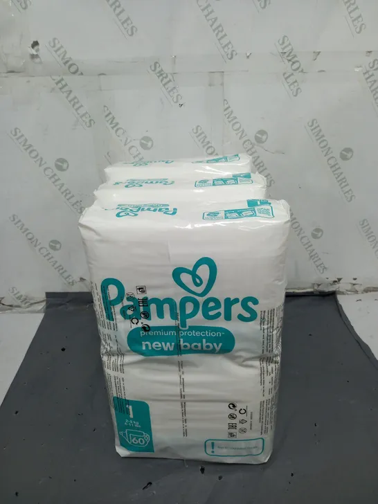 PAMPERS PREIUM PROTECTION NEW BABY NAPPIES 60X3