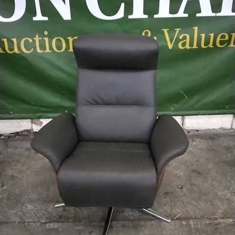 QUALITY BRITISH DESIGNED & MANUFACTURED G PLAN VARDE POWER RECLINER SWIVEL CHAIR CAMBRIDGE SLATE LEATHER