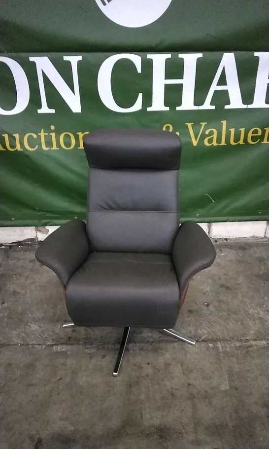 QUALITY BRITISH DESIGNED & MANUFACTURED G PLAN VARDE POWER RECLINER SWIVEL CHAIR CAMBRIDGE SLATE LEATHER