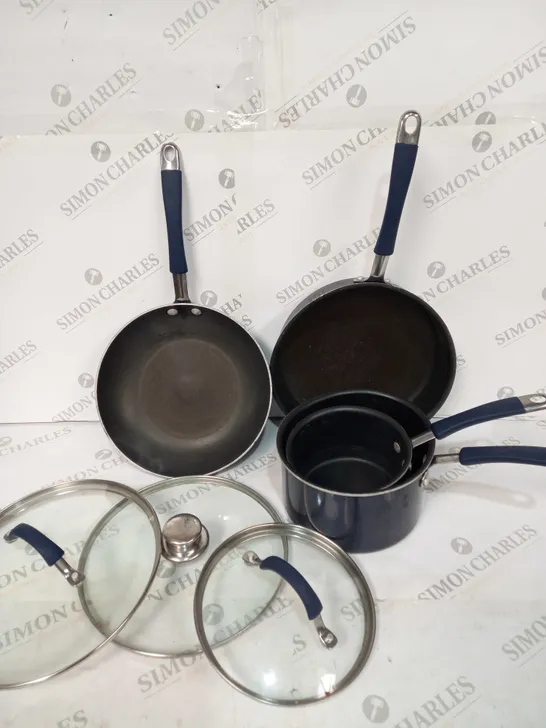 COOK'S ESSENTIALS NON-STICK METALLIC COOKWARE SET - MIDNIGHT BLUE