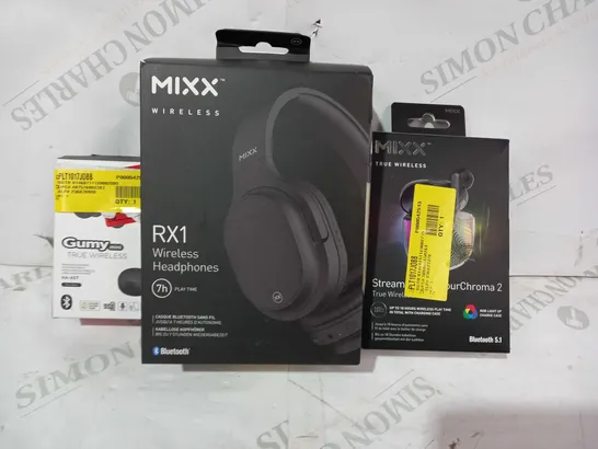 BOX OF APPROXIMATELY 20 ASSORTED ELECTRICAL ITEMS TO INCLUDE MIXX STREAMBUDS COLOUR CHROMA 2, MIXX RX1 WIRELESS EARPHONES, JVC GUMI MINI WIRELESS EARBUDS, ETC