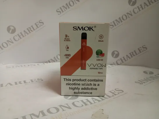 BOXED AND SEALED SMOK VVOW DISPOSABLE VAPE 10 PACK LUSH ICE 