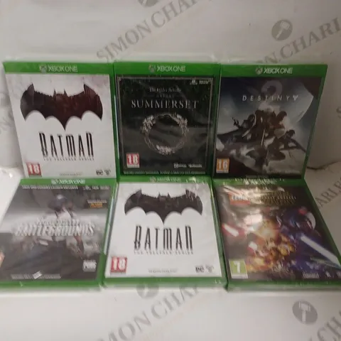 6 X ASSORTED XBOX ONE VIDEO GAMES TO INCLUDE BATMAN, LEGO STAR WARS, DESTINY 2 ETC 