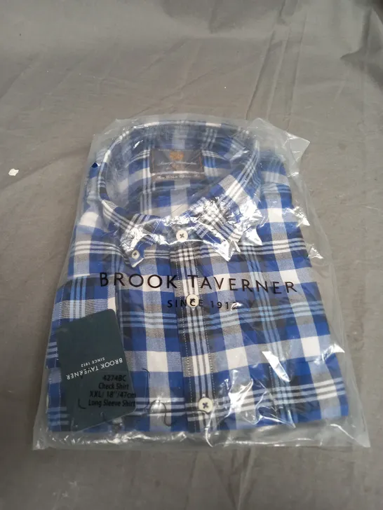 SEALED BOOK TAVENER JUNE COTTON CLASSIC FIT BLUE SHIRT - XXL