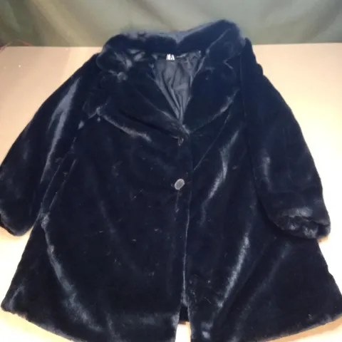 ZARA BLACK FAUX FUR COAT - EUR-XS