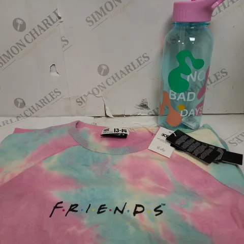APPROXIMATELY 3 COTTON ON ITEMS INCLUDING LARGE WATER BOTTLE AND FRIENDS KIDS AGES 13-14 JUMPER