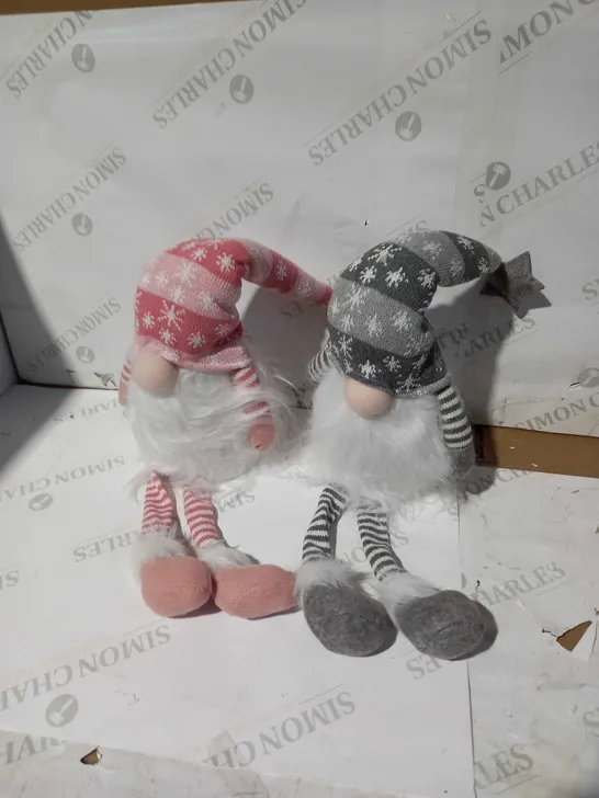 FESTIVE SET OF 2 PRE-LIT GNOME DANGLY LEGS