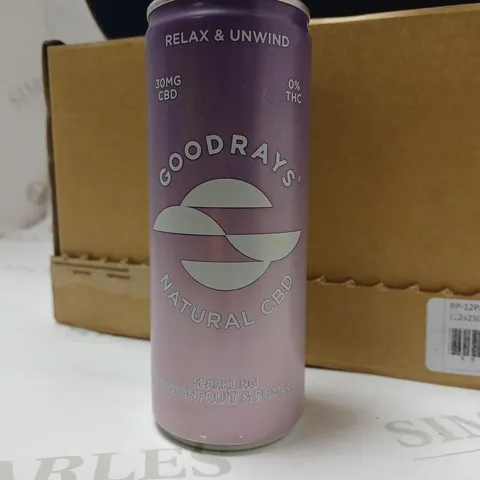 BOX OF 12 GOODRAYS CBD SPARKLING PASSIONFRUIT & POMELO 250ML 0.0%