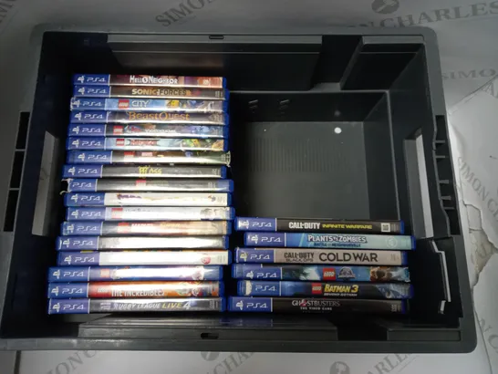 BOX OF APPROXIMATELY 20 ASSORTED PS4 GAMES TO INCLUDE CALL OF DUTY INFINITE WAR, LEGO STARWARS, SONIC FORCES ETC