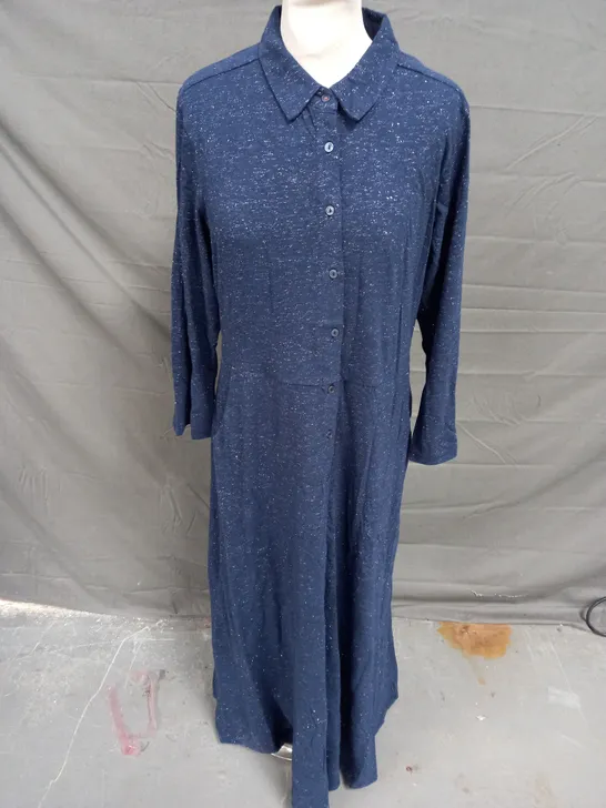 WHITE STUFF RUA SPARKLE JERSEY SHIRT DRESS IN DARK NAVY SIZE 14