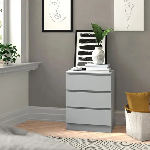 BOXED FRANCINE 3 DRAWER CHEST MATTE GREY