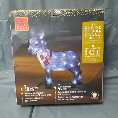 BOXED THREE KINGS INLIT ICE NATIVITY DONKEY