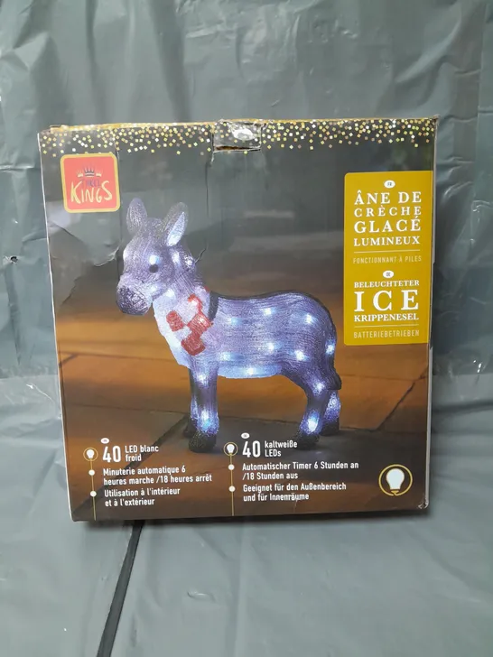 BOXED THREE KINGS INLIT ICE NATIVITY DONKEY RRP £25.99