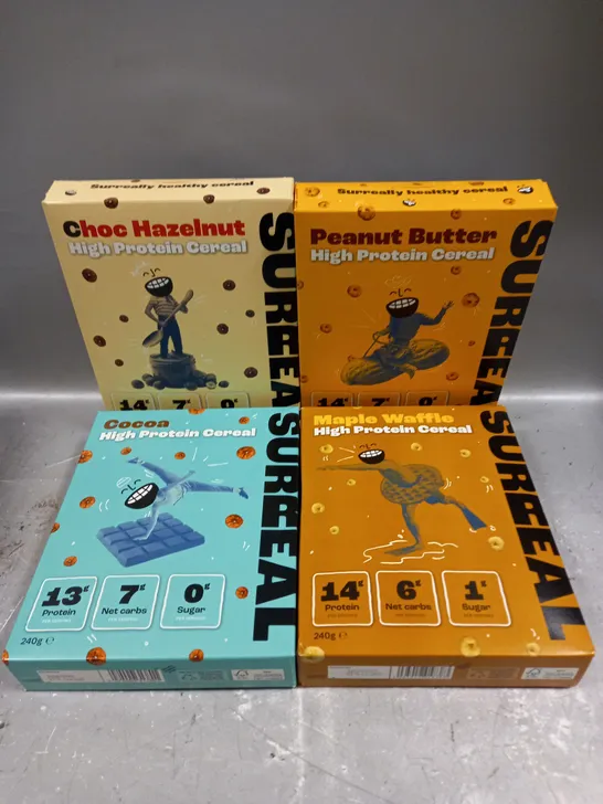 4 X SEALED SURREAL HIGH PROTEIN CEREAL IN VARIOUS FLAVOURS 