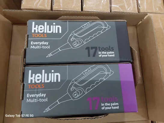 TWO BOXES OF BRAND NEW KELVIN MULTI TOOLS ( APPROXIMATELY 44 ITEMS)