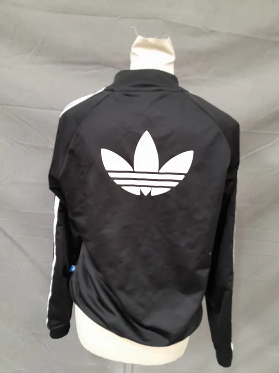 ADIDAS BLACK ZIP UP JACKET - UK 12 