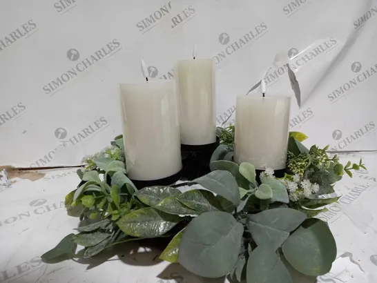 HOME REFLECTIONS 3 IN 1 FLAMELESS CANDLE WITH WREATH SET 