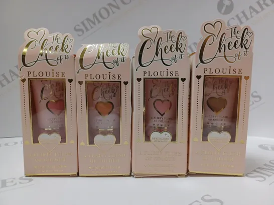 BOX OF 4 ASSORTED P.LOUISE THE CHEEK OF IT LIQUID BLUSH TO INCLUDE PINK PARTY, SUNKISS MISS, MELON MOOD, OH SO SPICE 