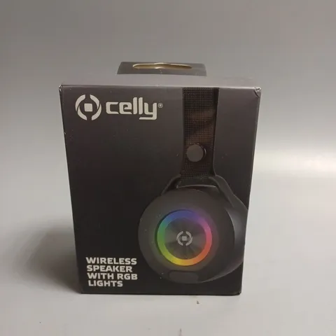BOXED SEALED CELLY WIRELESS BLUETOOTH SPEAKER WITH RGB LIGHTS 