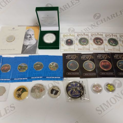 LOT OF APPROX 23 COLLECTIBLE COINS & MEDALS