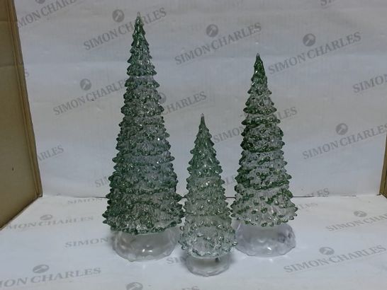 LOT OF APPROXIMATELY 12 LIGHT-UP GREEN CHRISTMAS TREE 3PC SETS