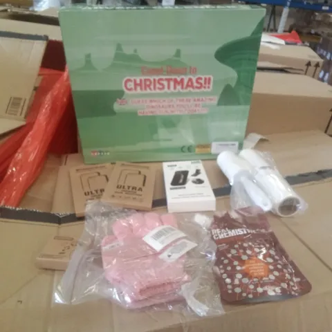 PALLET OF ASSORTED ITEMS INCLUDING PHONE CASES, DINOSAUR ADVENT CALENDER EXFOLIATING GLOVES, 