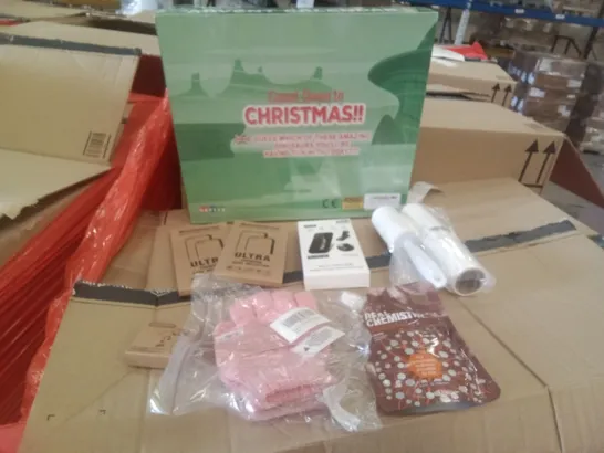 PALLET OF ASSORTED ITEMS INCLUDING PHONE CASES, DINOSAUR ADVENT CALENDER EXFOLIATING GLOVES, 