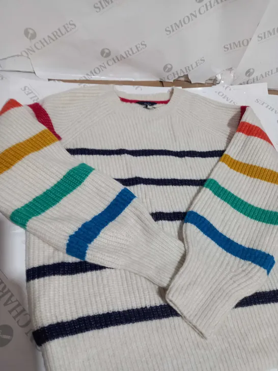 KNITTED JOULES CREAM STRIPEY JUMPER SIZE 10