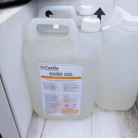 4 BOTTLES OF CASTLE THE COMPLETE PACKAGE HAND GEL SANITISER IN GEL FORM 5 LITRES PER BOTTLE