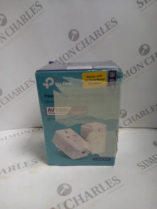 BOXED & SEALED TP-LINK PASSTHROUGH POWERLINE STARTER KIT AV1000 TL-PA7017P KIT