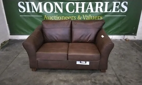 QUALITY BRITISH DESIGNER TAN LEATHER 2 SEATER SOFA