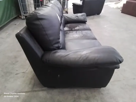 QUALITY DESIGNER 3 SEATER FAUX LEATHER BLACK SOFA (DAMAGE AS SHOWN)