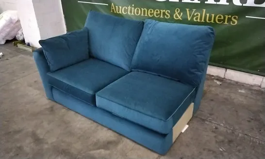 QUALITY BRITISH DESIGNER BLUE PLUSH FABRIC SOFA SECTION