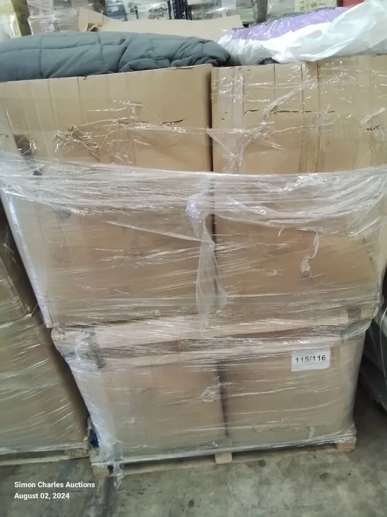 PALLET CONTAINING VARIOUS PILLOWS, DUVET AND BEDDING WEIGHTED BLANKETS ETC.