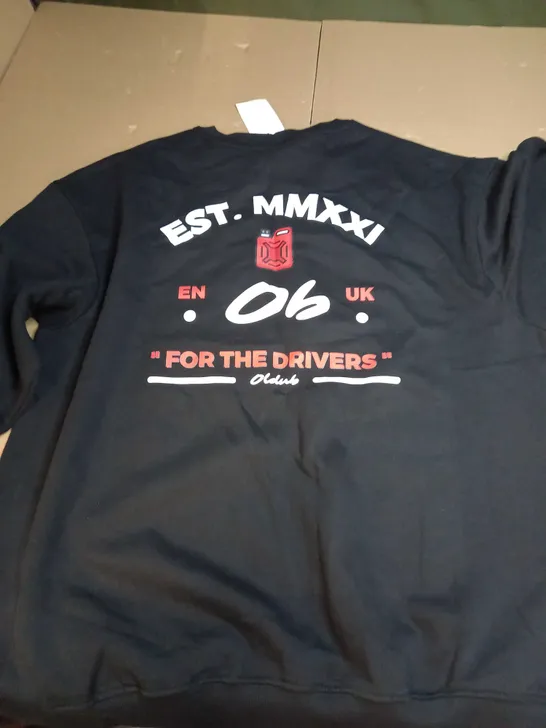 H&M 'FOR THE DRIVERS' BLACK JUMPER - UK L