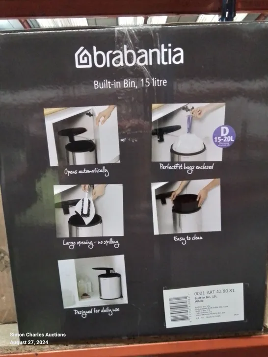 BOXED BRABANTIA 15 LITRE BUILT-IN BIN.