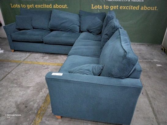 DESIGNER METAL ACTION SOFABED CORNER GROUP TEAL FABRIC