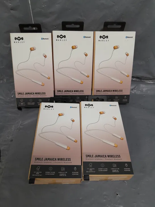 5 BOXED SMILE JAMAICA WIRELESS EARPHONES