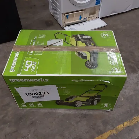 BOXED G40LM41K2 GREENWORKS CORDLESS LAWN MOWER - UNPROCESSED RAW RETURN