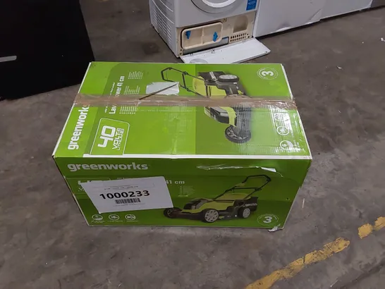 BOXED G40LM41K2 GREENWORKS CORDLESS LAWN MOWER - UNPROCESSED RAW RETURN