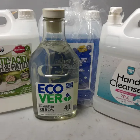 3 ASSORTED LIQUIDS TO INCLUDE HAND CLEANSER (5L), ECOVER NON BIO LAUNDRY (1.43L), FLOW, ACETIC ACID PASTH & PATIO (5L), ETC - COLLECTION ONLY