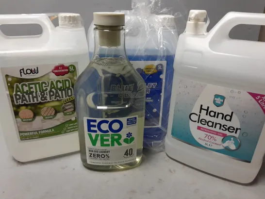 3 ASSORTED LIQUIDS TO INCLUDE HAND CLEANSER (5L), ECOVER NON BIO LAUNDRY (1.43L), FLOW, ACETIC ACID PASTH & PATIO (5L), ETC - COLLECTION ONLY