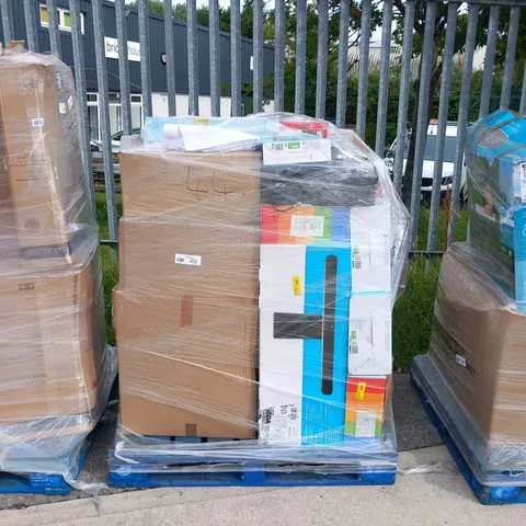 PALLET OF ASSORTED ELECTRICALS TO INCLUDE; POCKET RADIO, WIRELESS KEYBOARD, HP PRINTERS, POLAROID SOUNDBAR AND BLUETOOTH PARTY SPEAKER