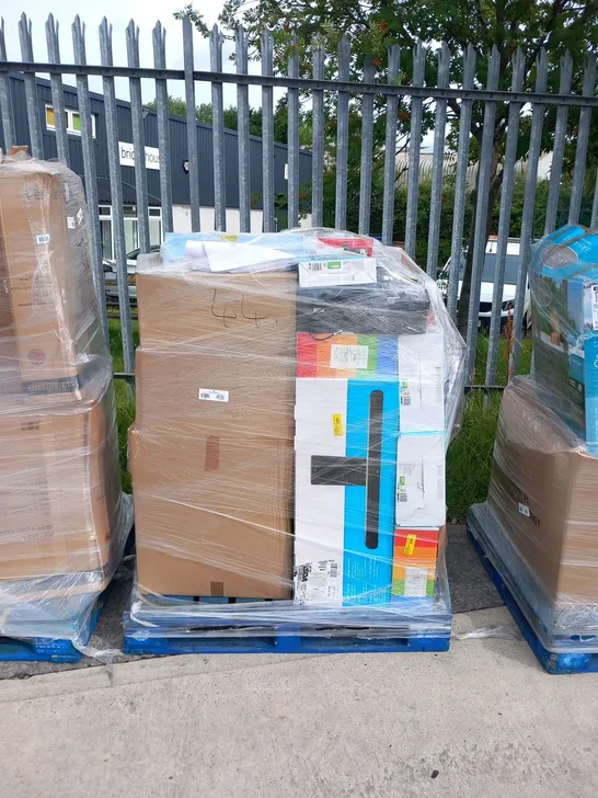 PALLET OF ASSORTED ELECTRICALS TO INCLUDE; POCKET RADIO, WIRELESS KEYBOARD, HP PRINTERS, POLAROID SOUNDBAR AND BLUETOOTH PARTY SPEAKER