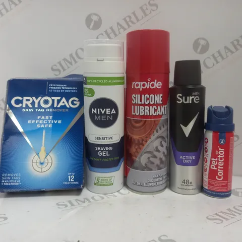 BOX OF APPROX 20 ASSORTED AEROSOLS TO INCLUDE - SURE MJEN ACTIVE DRY - PET CORRECTOR - NIVEA MEN SHAVING GEL ECT - COLLECTION ONLY