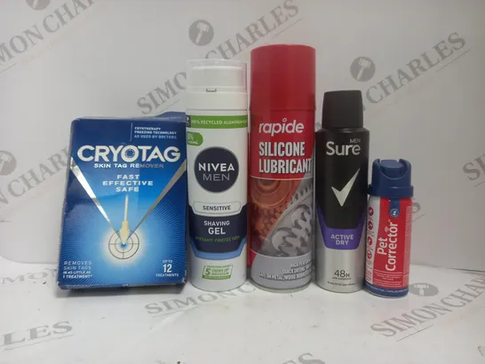 BOX OF APPROX 20 ASSORTED AEROSOLS TO INCLUDE - SURE MJEN ACTIVE DRY - PET CORRECTOR - NIVEA MEN SHAVING GEL ECT - COLLECTION ONLY