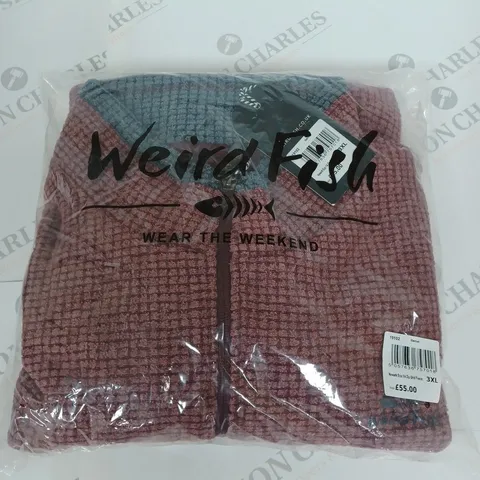 WEIRD FISH NEWARK ECO 1/4 GRID FLEECE IN GARNET SIZE MENS 3XL