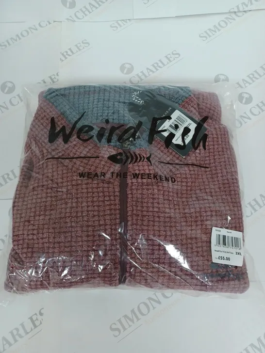 WEIRD FISH NEWARK ECO 1/4 GRID FLEECE IN GARNET SIZE MENS 3XL